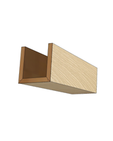 White oak hardwood ceiling beam with natural grain, installed in a modern interior space, showcasing warm wood tones and architectural detail.