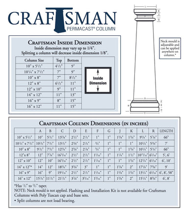 Permacast Structural Column 10/8 HB&G PermaCast Craftsman Column – Elite Trimworks Corp.