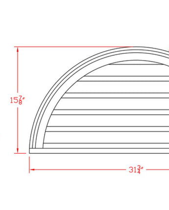 32" Half Round Rough Sawn Functional Louver
