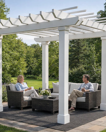 Traditional, Free Standing PVC Pergola Kit 12 ft.