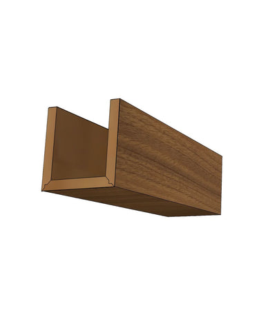 cherry hardwood ceiling beam with natural grain, installed in a modern interior space, showcasing warm wood tones and architectural detail.