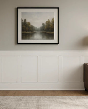 Interior wall finished with a Flat Panel Wainscoting Kit, featuring crisp MDF boards, evenly spaced stiles, and detailed top and bottom trim.