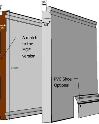 Shiplap, Wainscot Lower Rail, PVC