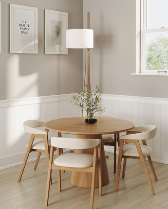 Vertical shiplap wainscoting panels with matching PVC cap and shoe trim shown in a contemporary dining room, demonstrating the seamless V-groove design.